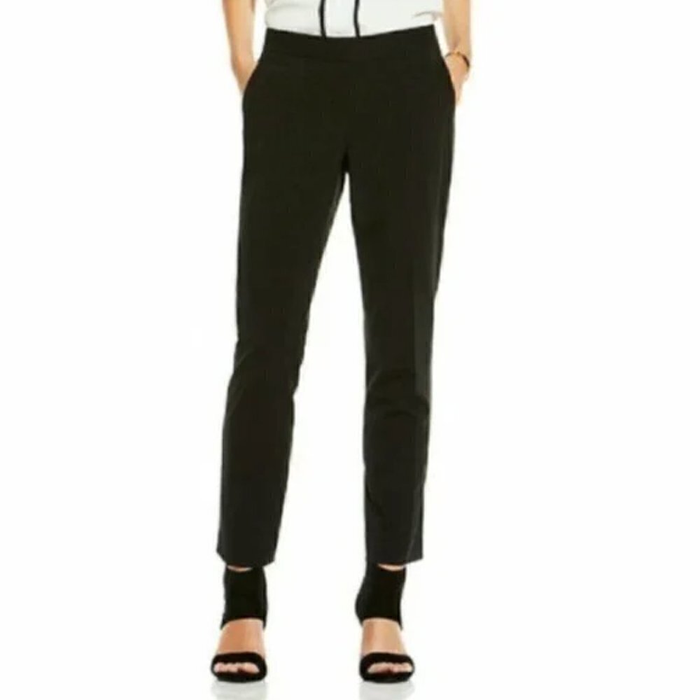 Vince Camuto Women's Size Small Cuffed Pants Rich Black Ankle Length Stretch